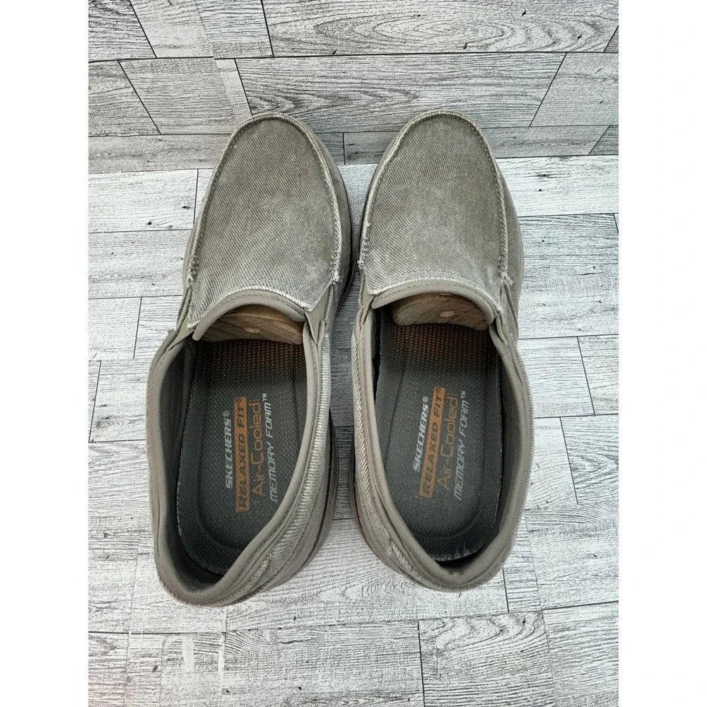 Skechers Shoes Tan Mens Sz 10 Relaxed Fit Air Cooled Memory Foam Slip On Comfort